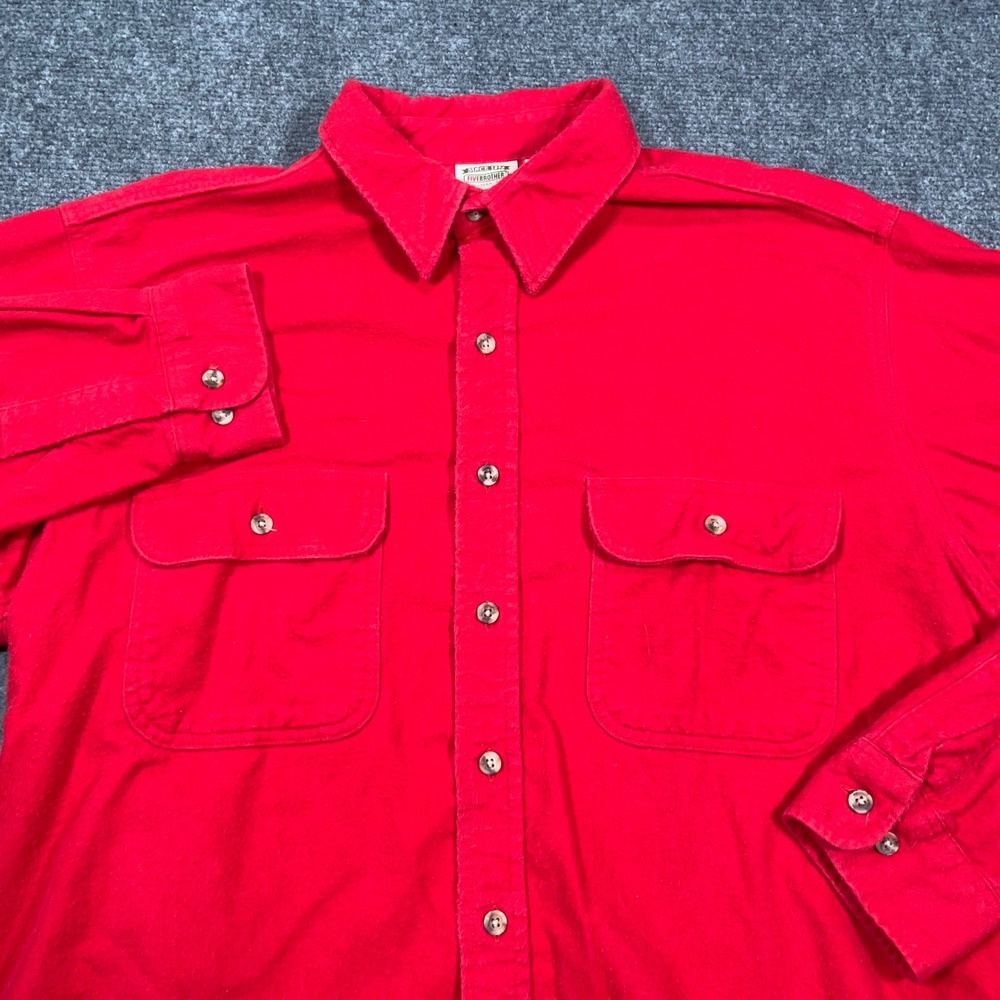 VTG Five Brother Chamois Heavy Flannel Button Down Shirt Mens XLT Workwear Red